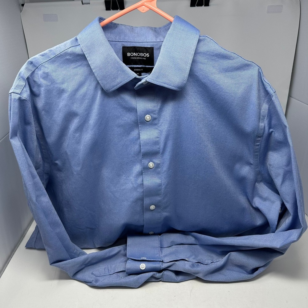 Bonobos Dress Shirt Men XXL Blue Stretch Wrinkle-Free Standard Fit BSH01801D
